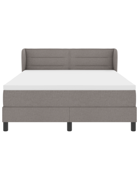 Letto Box Spring  con Materasso in Tortora, 140x190 cm, Tessuto