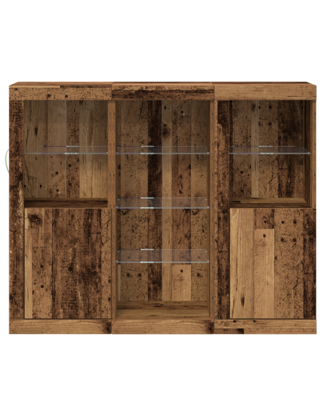 Mobiletto con Luci LED Legno Antico 123x37x100 cm Legno Ingegnerizzato