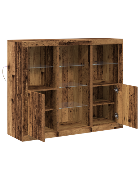 Mobiletto con Luci LED Legno Antico 123x37x100 cm Legno Ingegnerizzato