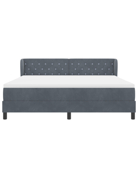 Letto Box Spring  con Materasso Grigio Scuro 180x200 cm in Velluto