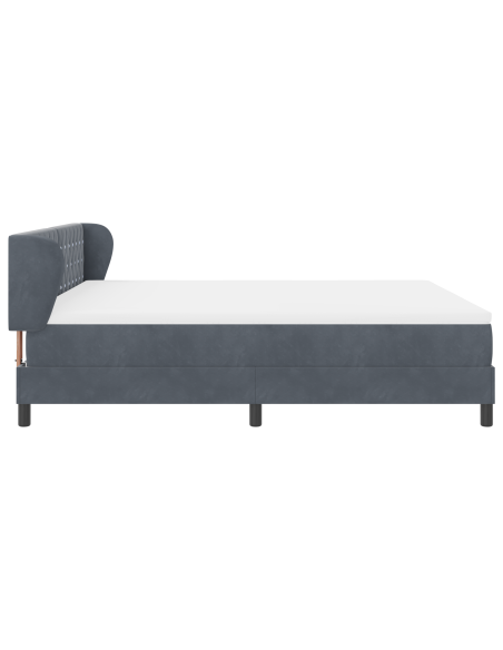 Letto Box Spring  con Materasso Grigio Scuro 180x200 cm in Velluto