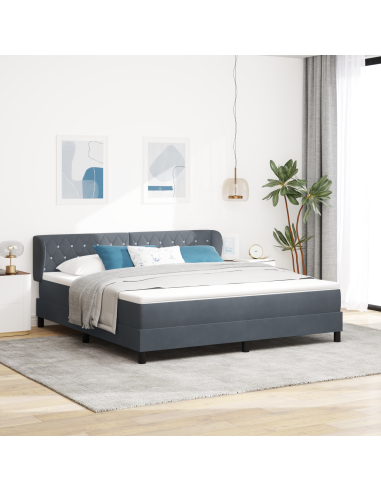 Letto a molle con materasso Grigio scuro 180 x 200 cm Velluto