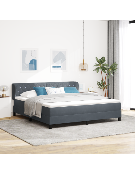 Letto Box Spring  con Materasso Grigio Scuro 180x200 cm in Velluto
