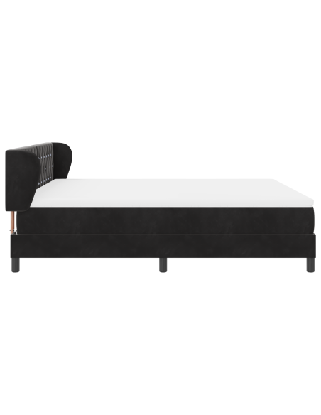 Letto a Box con Materasso Nero 180x200 cm in Velluto
