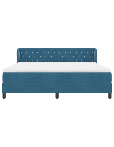 Letto a molle con materasso Blu scuro 180 x 200 cm Velluto