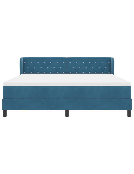 Letto Box Spring con Materasso Blu Scuro 180x200 cm Velluto