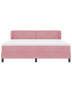 Letto a molle con materasso Rosa 180 x 200 cm Velluto 2