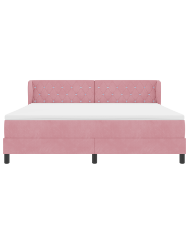 Letto a molle con materasso Rosa 180 x 200 cm Velluto