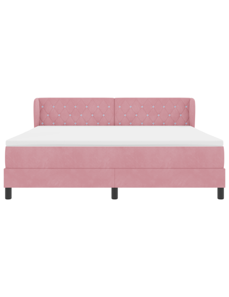 Letto a Molle a Tasca con Materasso Rosa 180x200 cm Velluto