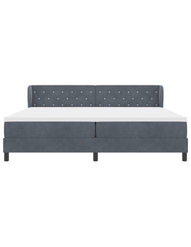 Letto a molle con materasso Grigio scuro 200 x 200 cm Velluto
