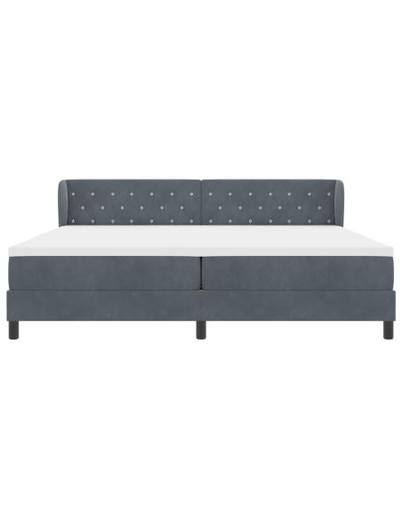 Letto Box Spring  con Materasso Grigio Scuro 200x200 cm in Velluto