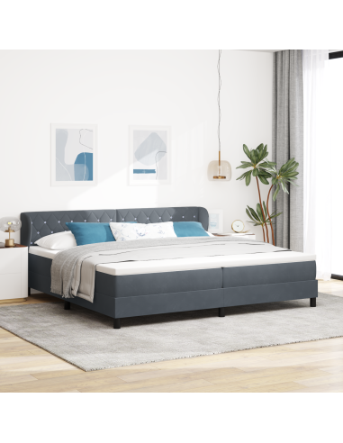 Letto a molle con materasso Grigio scuro 200 x 200 cm Velluto