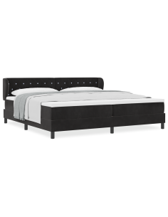 Letto a molle con materasso Nero 200 x 200 cm Velluto 2