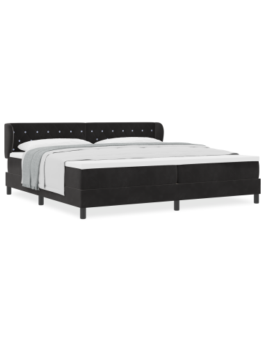 Letto a molle con materasso Nero 200 x 200 cm Velluto