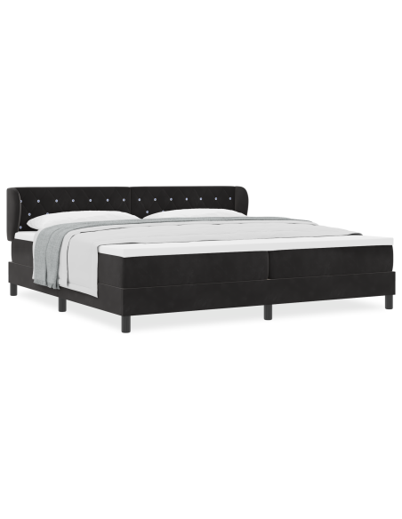 Letto a molle con materasso Nero 200 x 200 cm Velluto