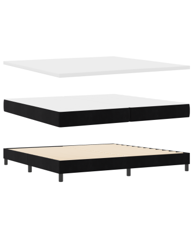 Letto a molle con materasso Nero 200 x 200 cm Velluto