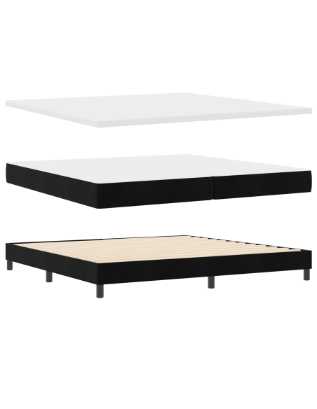 Letto a molle con materasso Nero 200 x 200 cm Velluto