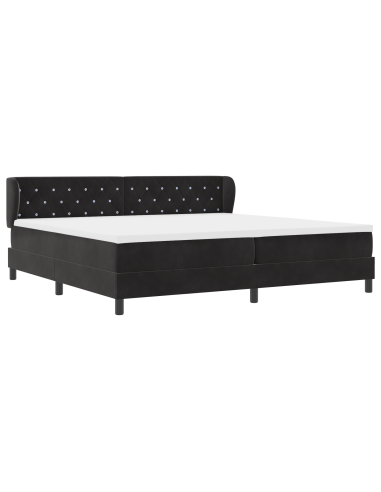 Letto a molle con materasso Nero 200 x 200 cm Velluto