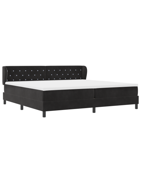 Letto a molle con materasso Nero 200 x 200 cm Velluto