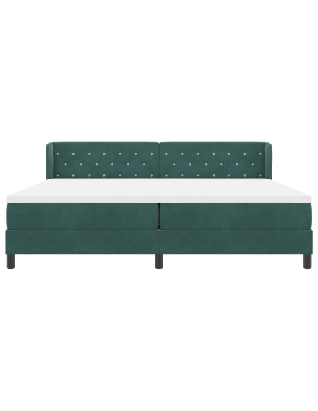 Letto a molle con materasso Verde scuro 200 x 200 cm Velluto