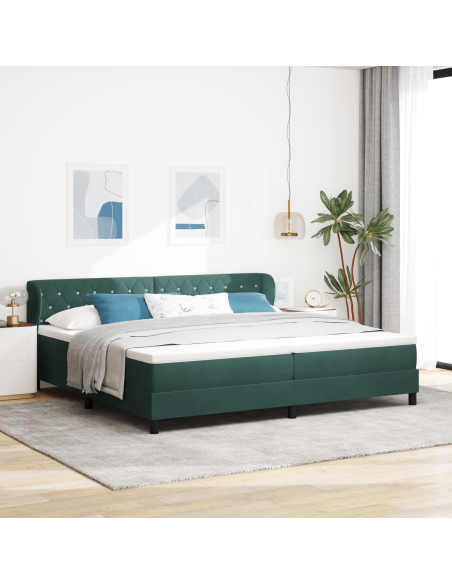 Letto Box Spring con Materasso verde scuro 200x200 cm in Velluto