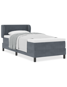 Letto a molle con materasso Grigio scuro 80 x 200 cm Velluto 2