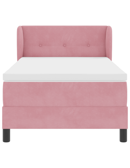 letto a molle  con materasso rosa 80x200 cm in velluto
