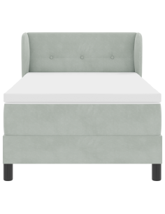 Letto a molle con materasso Grigio chiaro 90 x 190 cm Velluto 2