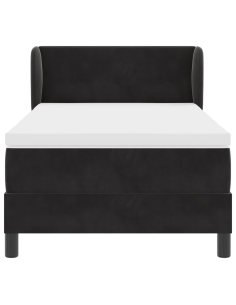 Letto a molle con materasso Nero 90 x 190 cm Velluto 2