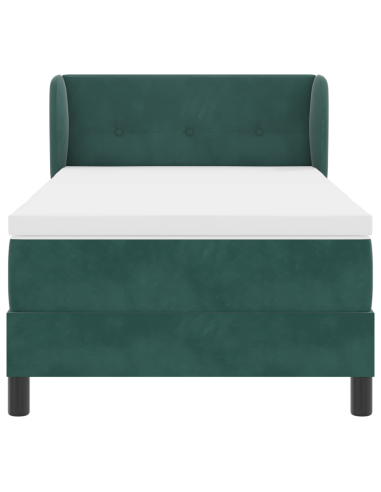 Letto a molle con testiera Verde scuro 90 x 190 cm Velluto
