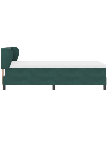 Letto a molle con materasso Verde scuro 90 x 190 cm Velluto