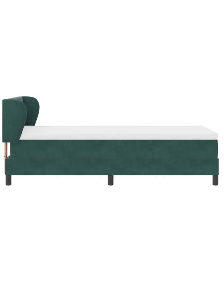 Letto a molle con materasso Verde scuro 90 x 190 cm Velluto