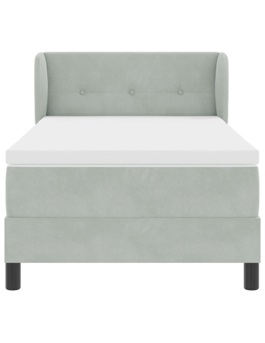Letto a molle con materasso Grigio chiaro 90 x 200 cm Velluto