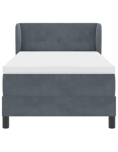 Letto a molle con materasso Grigio scuro 90 x 200 cm Velluto 2