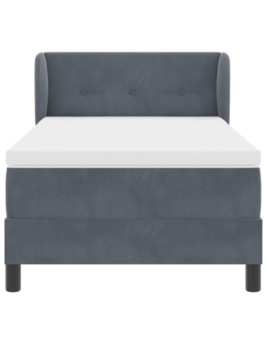 Letto a molle con materasso Grigio scuro 90 x 200 cm Velluto