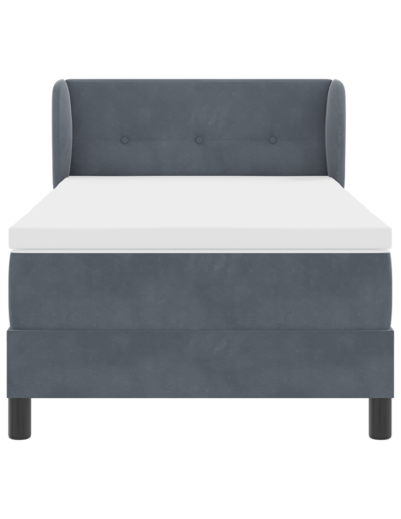 Letto Box Spring  con Materasso Grigio Scuro 90x200 cm in Velluto