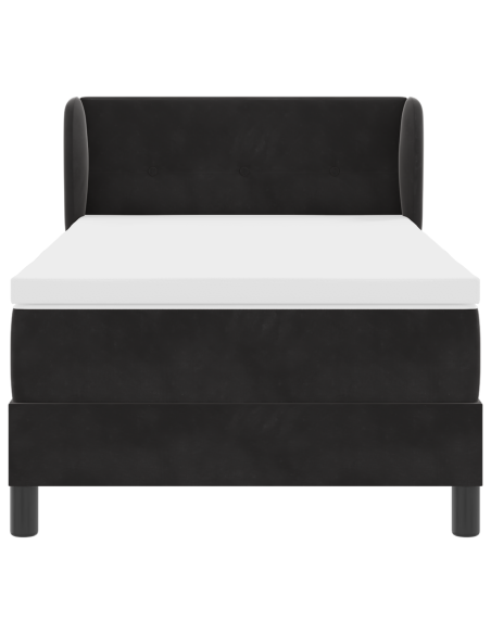 Letto a molle con materasso Nero 90 x 200 cm Velluto