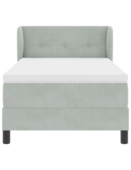 Letto con box spring e materasso  grigio chiaro 100x200 cm in velluto