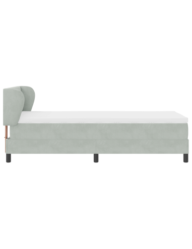 Letto a molle con materasso Grigio chiaro 100 x 200 cm Velluto