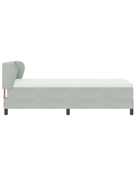 Letto con box spring e materasso  grigio chiaro 100x200 cm in velluto