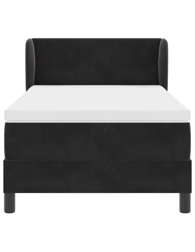 Letto a molle con materasso Nero 100 x 200 cm Velluto