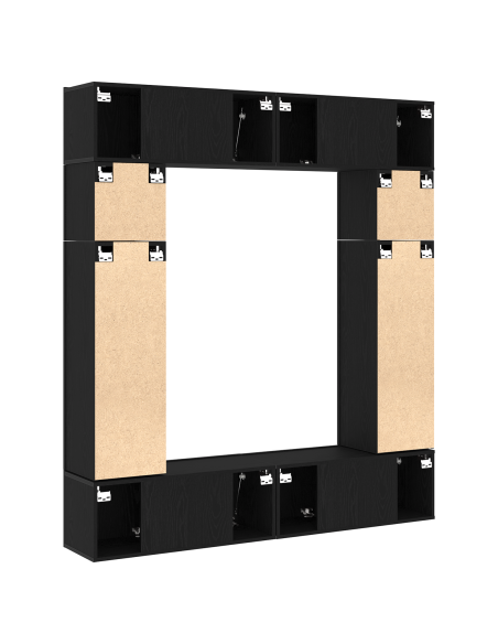 Set di 8 Pezzi Mobili TV  Rovere Nero Legno Ingegnerizzato