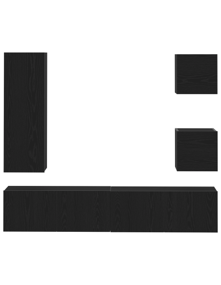 Set di 6 pezzi per mobile TV  in rovere nero e legno ingegnerizzato