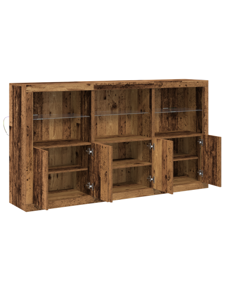 Credenza  con Luci LED Legno Antico 162x37x100 cm
