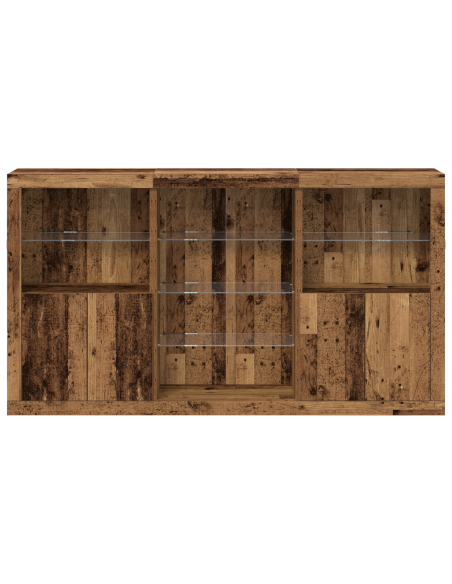 Credenza con luci LED Legno invecchiato 181.5x37x100 cm Legno ingegnerizzato