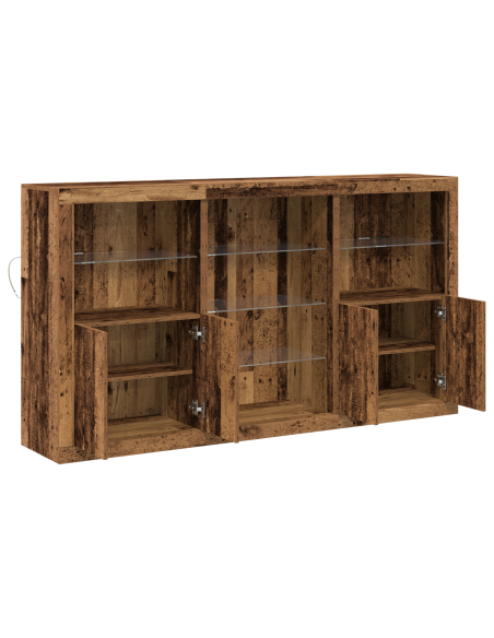 Credenza con luci LED Legno invecchiato 181.5x37x100 cm Legno ingegnerizzato