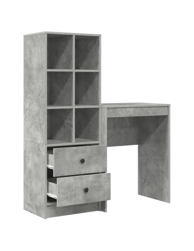 Scrivania con cassetto 2 pcs Grigio cemento