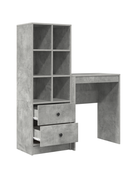 Scrivania con cassetto 2 pcs Grigio cemento