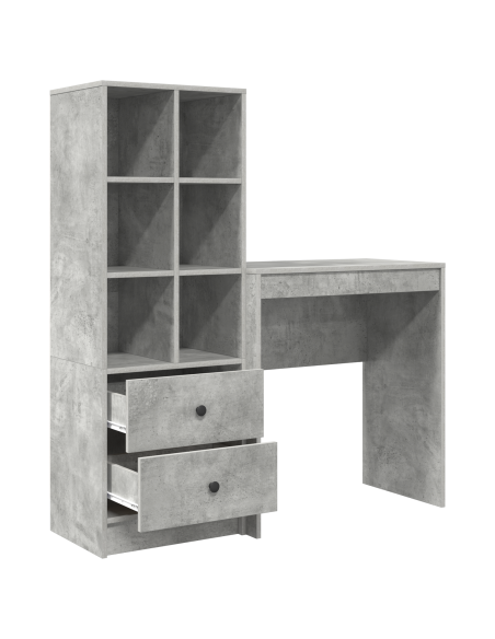 Scrivania con cassetto 2 pcs Grigio cemento