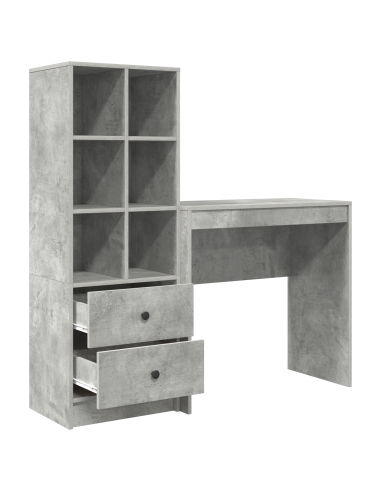 Scrivania con cassetto 2 pcs Grigio cemento